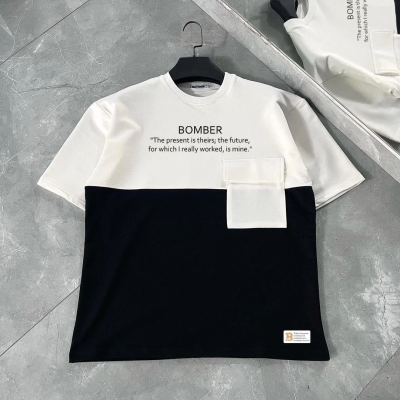 Torba Cep Detaylı  Parçalı T-Shirt - Siyah -